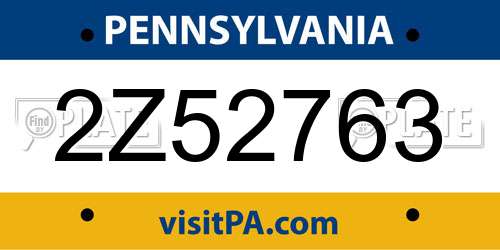 2Z52763 Pennsylvania License Plate