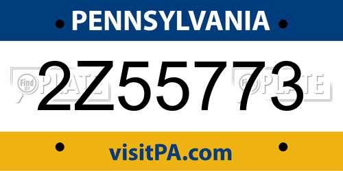 2Z55773 Pennsylvania License Plate
