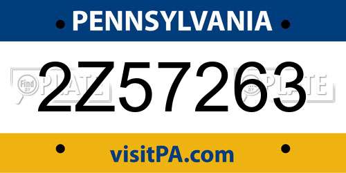 2Z57263 Pennsylvania License Plate
