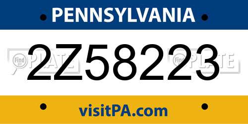2Z58223 Pennsylvania License Plate