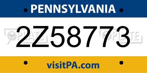 2Z58773 Pennsylvania License Plate