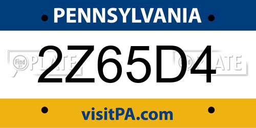 2Z65D4 Pennsylvania License Plate