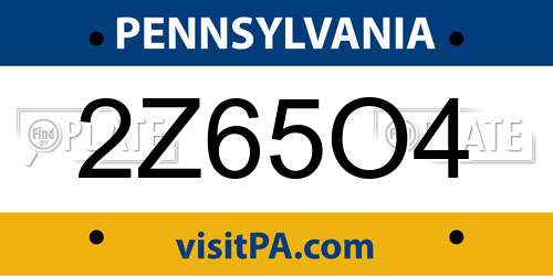 2Z65O4 Pennsylvania License Plate