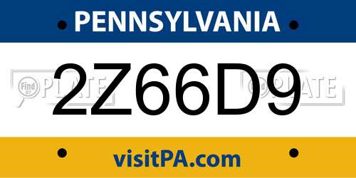 2Z66D9 Pennsylvania License Plate