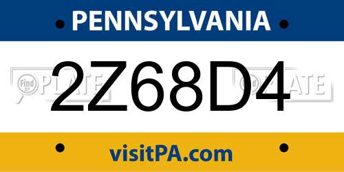 2Z68D4 Pennsylvania License Plate