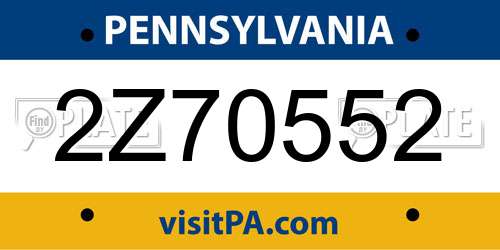 2Z70552 Pennsylvania License Plate