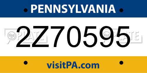 2Z70595 Pennsylvania License Plate