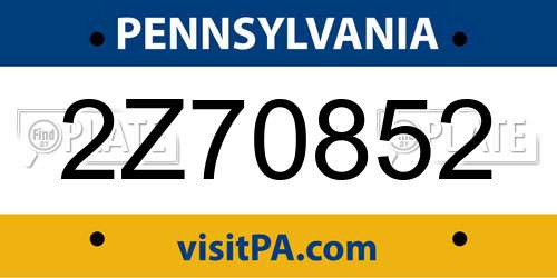 2Z70852 Pennsylvania License Plate