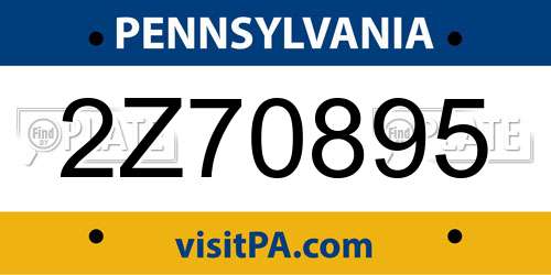 2Z70895 Pennsylvania License Plate