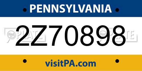 2Z70898 Pennsylvania License Plate