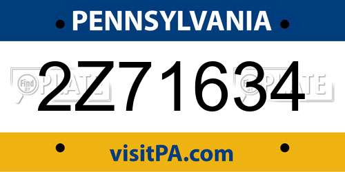 2Z71634 Pennsylvania License Plate