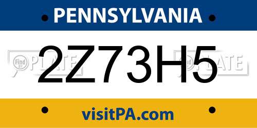 2Z73H5 Pennsylvania License Plate