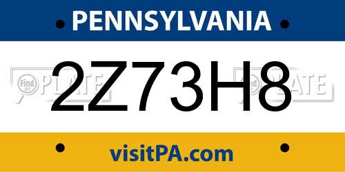 2Z73H8 Pennsylvania License Plate
