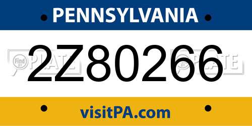 2Z80266 Pennsylvania License Plate