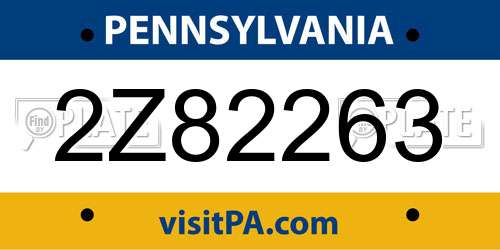 2Z82263 Pennsylvania License Plate