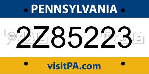 2Z85223 Pennsylvania License Plate