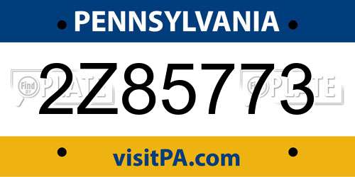 2Z85773 Pennsylvania License Plate