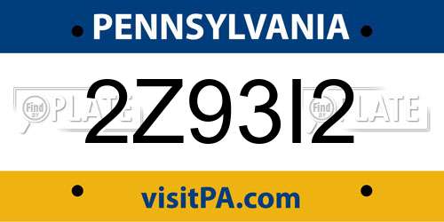 2Z93I2 Pennsylvania License Plate