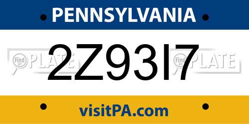 2Z93I7 Pennsylvania License Plate