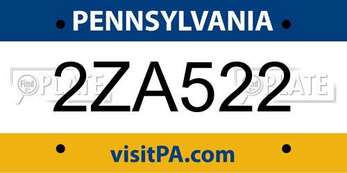2ZA522 Pennsylvania License Plate