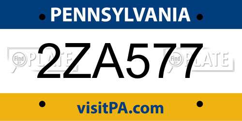 2ZA577 Pennsylvania License Plate