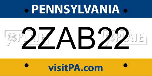 2ZAB22 Pennsylvania License Plate