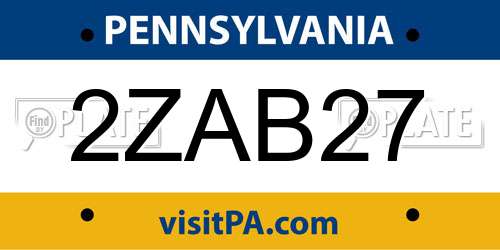 2ZAB27 Pennsylvania License Plate