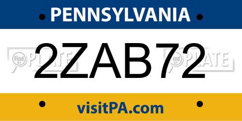 2ZAB72 Pennsylvania License Plate