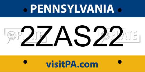 2ZAS22 Pennsylvania License Plate