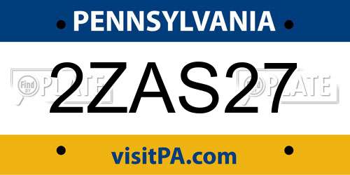 2ZAS27 Pennsylvania License Plate