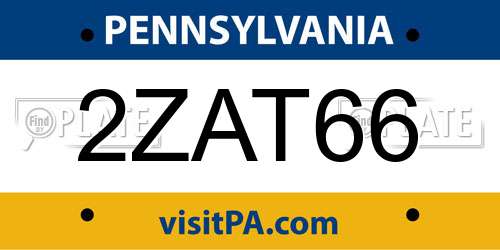 2ZAT66 Pennsylvania License Plate
