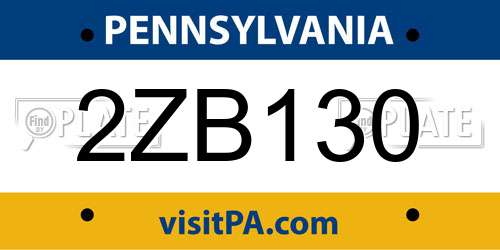 2ZB130 Pennsylvania License Plate