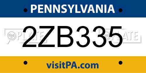 2ZB335 Pennsylvania License Plate