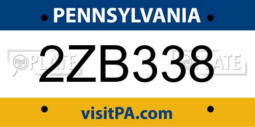 2ZB338 Pennsylvania License Plate