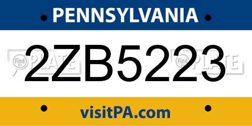 2ZB5223 Pennsylvania License Plate