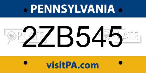 2ZB545 Pennsylvania License Plate