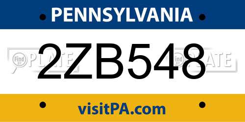 2ZB548 Pennsylvania License Plate