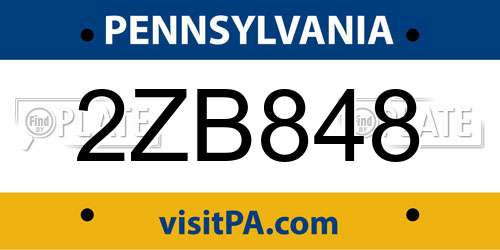 2ZB848 Pennsylvania License Plate