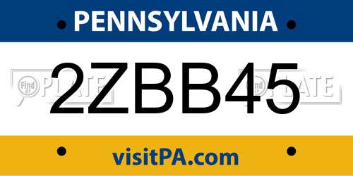 2ZBB45 Pennsylvania License Plate