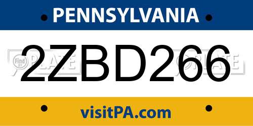 2ZBD266 Pennsylvania License Plate