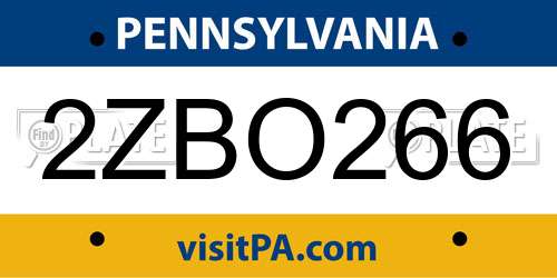 2ZBO266 Pennsylvania License Plate
