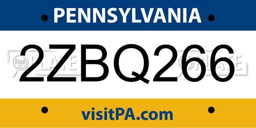 2ZBQ266 Pennsylvania License Plate