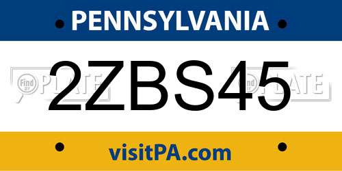 2ZBS45 Pennsylvania License Plate