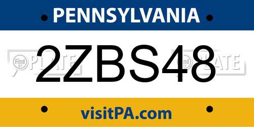 2ZBS48 Pennsylvania License Plate