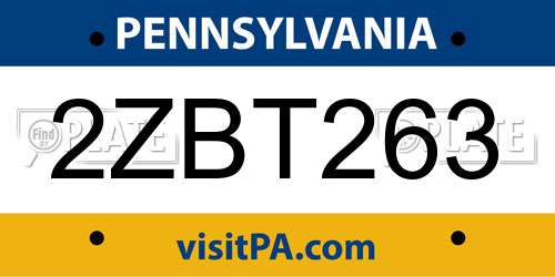 2ZBT263 Pennsylvania License Plate