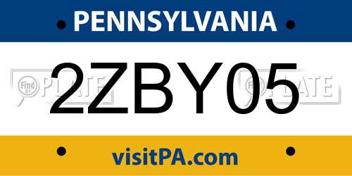 2ZBY05 Pennsylvania License Plate