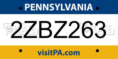 2ZBZ263 Pennsylvania License Plate