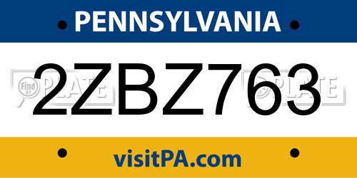 2ZBZ763 Pennsylvania License Plate