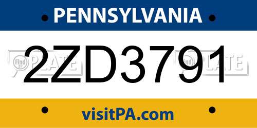2ZD3791 Pennsylvania License Plate