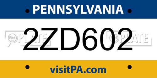 2ZD602 Pennsylvania License Plate